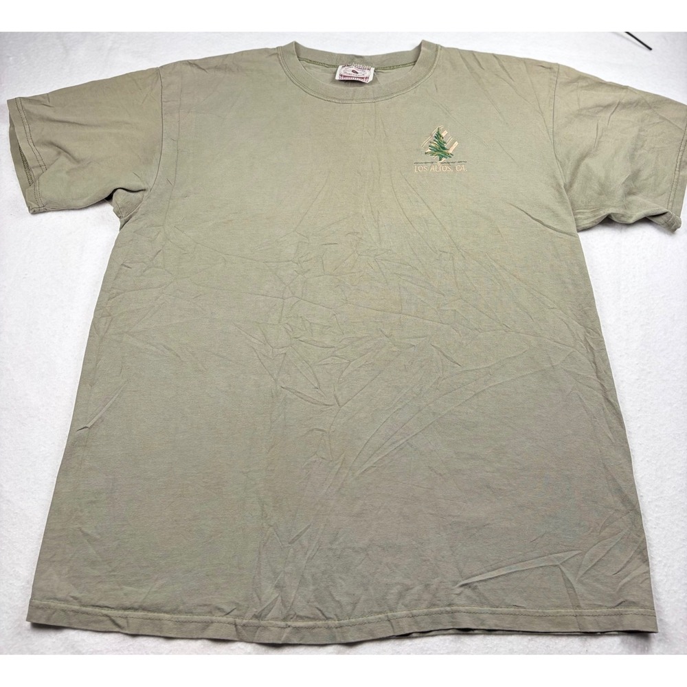 Time Square Sportswear Los Altos CA Pine Tree Embroidered T-Shirt Olive Green XL